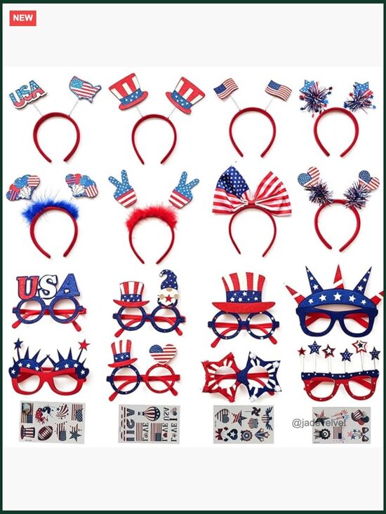 4th of July Hair Accessories & Glasses Set 20pc Party Favors